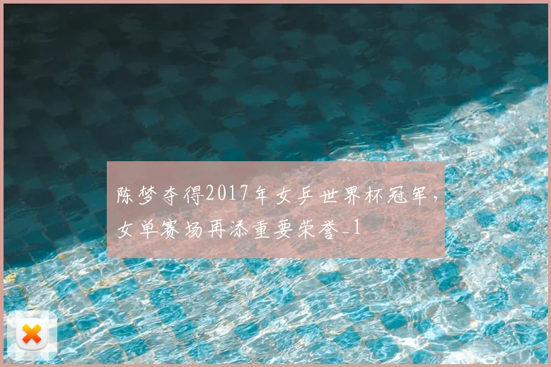 陈梦夺得2017年女乒世界杯冠军,女单赛场再添重要荣誉_1